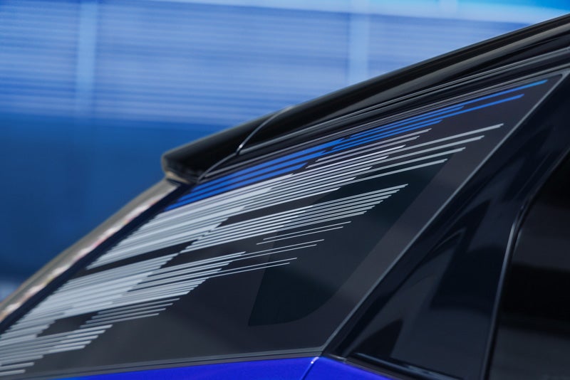 Close-up of the Modern Pattern on the 2026 OPTIQ-V Rear Quarter Glass | Miller Brothers Cadillac in Ellicott City MD